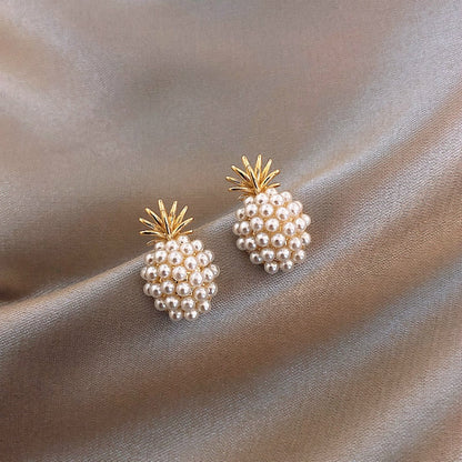Trendy Geometric Pearl Earring Women Classic Pineapple Pearl Stud Earrings Female Fashion Earrings Female Jewelry Gift