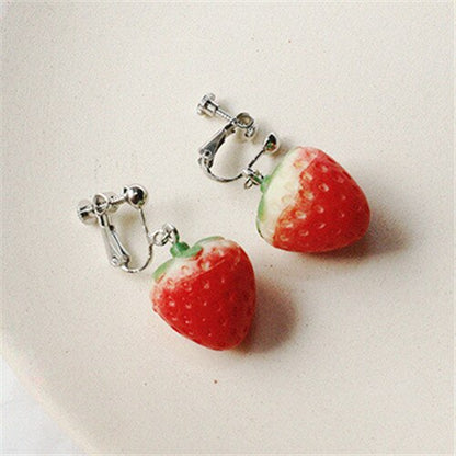 New Fruit strawberry earring female lovely girl simulation red strawberry dangle earring for women fine jewelry accessories DIY