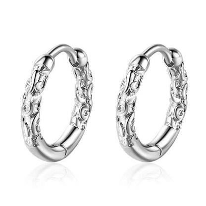 New Trendy Pattern Black Gold Hoop Earrings For Women Men Jewelry 925 Silver Earring Chic Unisex Party Accessories Gifts KOFSAC