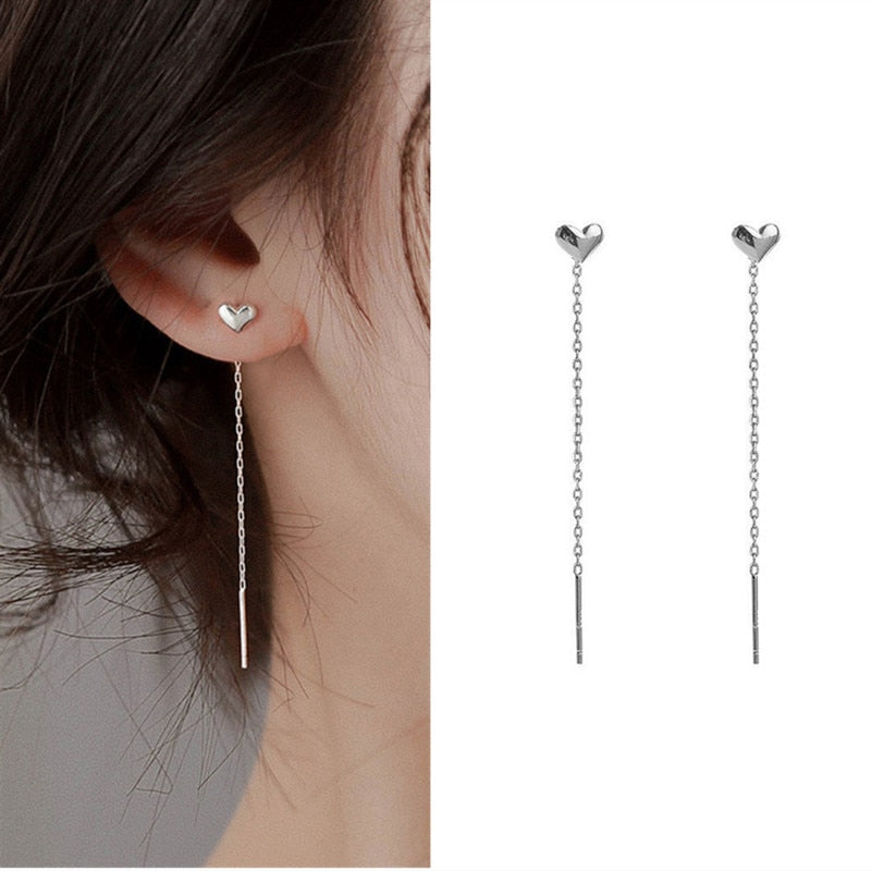 Drop Ear Line Long Hanging Earrings For Women Rose Gold Color Zircon Crystal Piercing Threader Earing Ear Accessories Jewelry