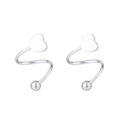Products 2pcs Stainless Steel Spiral Twisted Lip Ring Tongue Piercing Heart Star Ear Cartilage Helix Piercing Stud Earring Jewelry Gifts